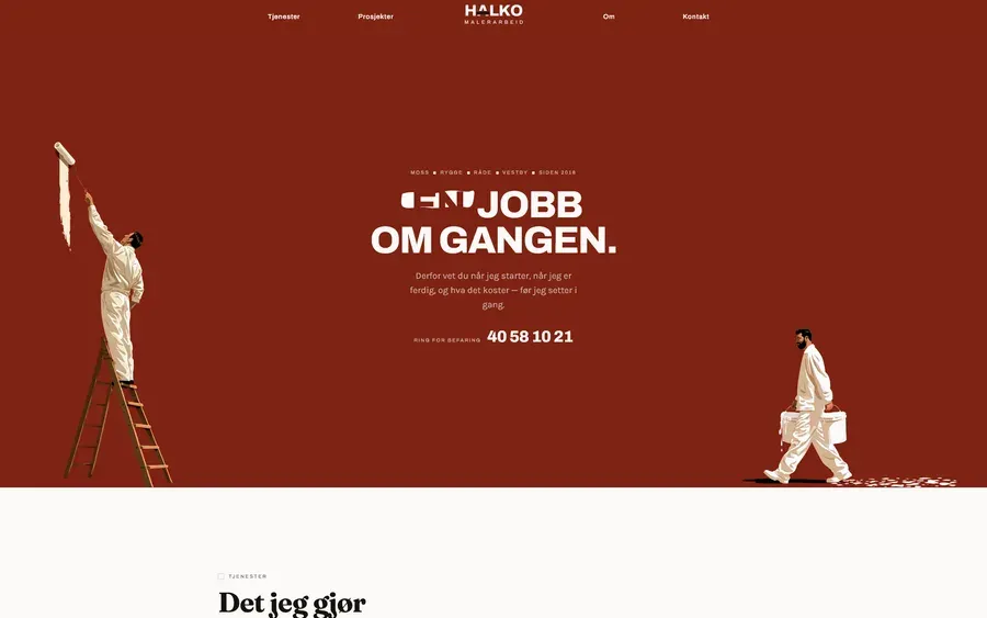 Skjermbilde av nettsiden HALKO Malerarbeid